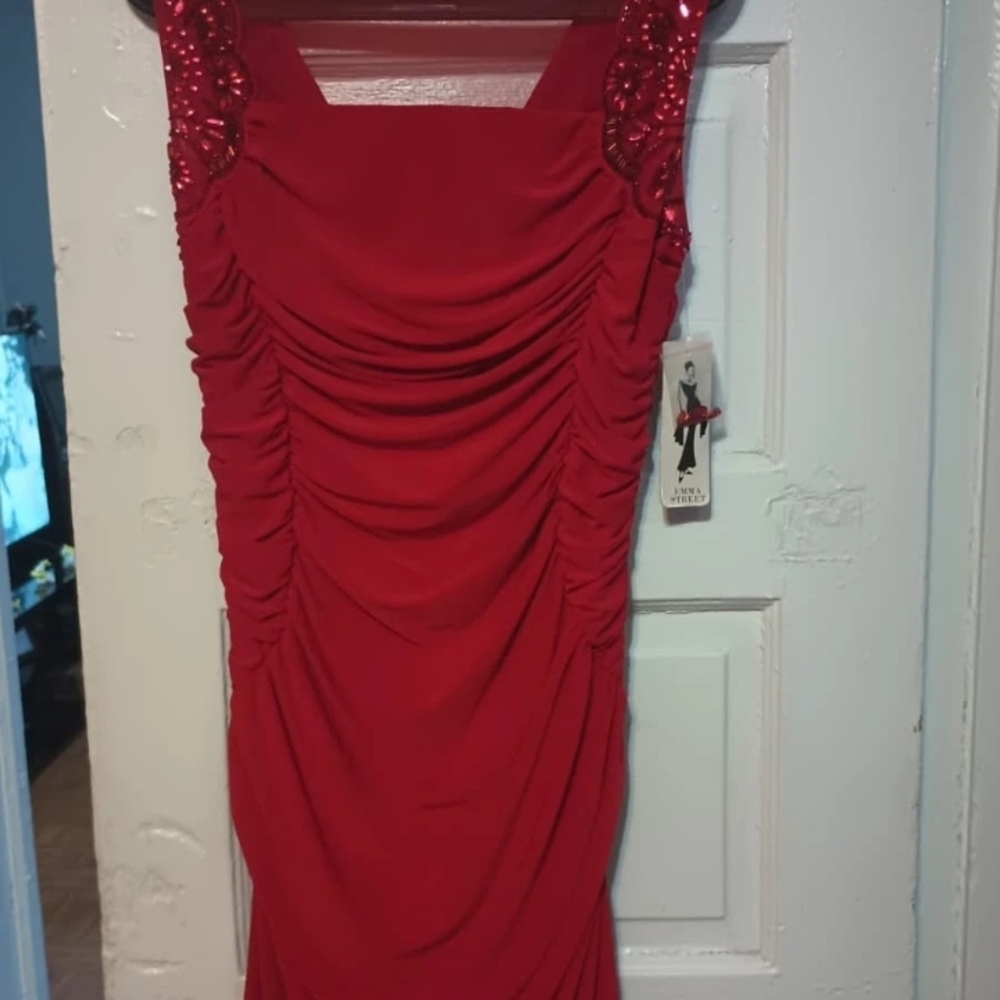 Chic Red Ruched Mini Dress